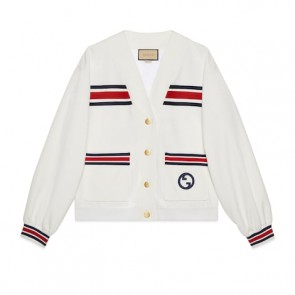 Lady's Gucci Technical Jersey Cardigan With Web