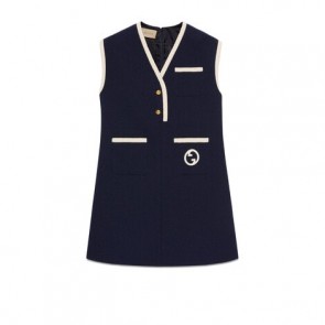 Lady's Gucci Retro Tweed Mini Dress With Interlocking G