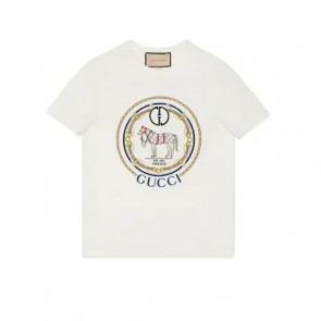 Lady's Gucci Cotton Jersey T-Shirt With Interlocking G