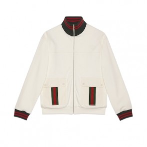 Men's Gucci Cotton Jersey Zip Jacket With Web