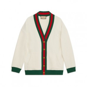Men's Gucci Cotton Jersey Cardigan With Web