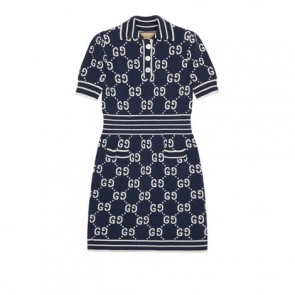 Lady's Gucci GG Cotton Jacquard Polo Dress