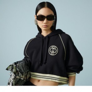 Lady's Gucci Cotton Jersey Hooded Sweatshirt