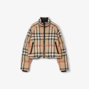 Lady's Burberry Check Cropped Puffer Jacket