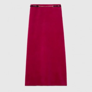 Lady's Gucci Velvet Skirt With Horsebit Belt