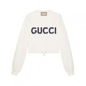 Lady's Gucci Cotton Jersey Drawstring Sweatshirt
