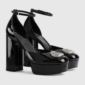 Lady's Gucci Platform Pump With Crystals Double G