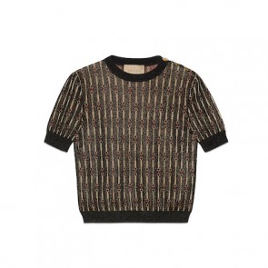 Lady's Gucci Lamé Horsebit Viscose Jacquard Top