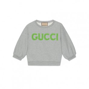 Lady's Gucci Cotton Jersey Cropped Sweatshirt