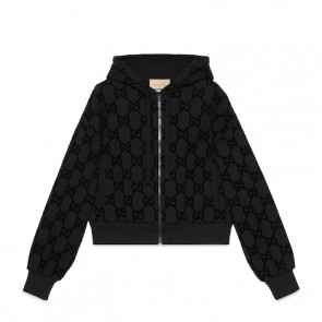 Lady's Gucci GG Brushed Cotton Hooded Sweatshirt