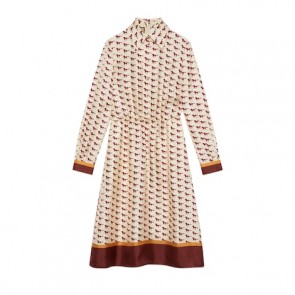 Lady's Gucci Diagonal Horses Print Silk Dress