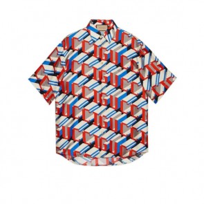 Men's Gucci Pixel Print Silk Shirt