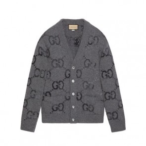 Men's Gucci Wool Cardigan With GG Intarsia