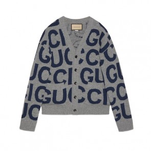 Men's Gucci Wool Cardigan With Gucci Intarsia