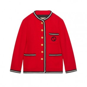 Lady's Gucci Tweed Jacket With Round Interlocking G