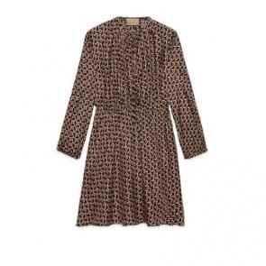 Lady's Gucci Interlocking G Chain Print Silk Dress