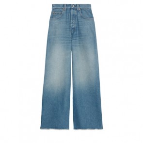 Lady's Gucci Denim Trousers With Slim Horsebit