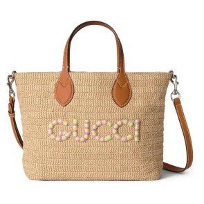 Lady's Gucci Small Straw-Effect Tote