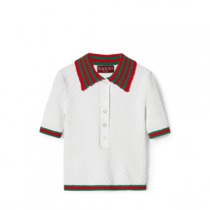 Lady's Gucci Cotton Lace Polo T-Shirt