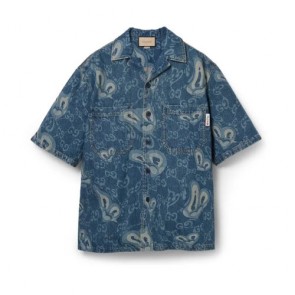 Men's Gucci GG Liquid Hearts Denim Shirt