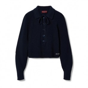 Lady's Gucci Chunky Rib Cotton Polo Top