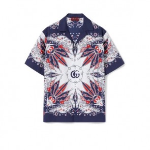 Men's Gucci Double G Bandana Print Cotton Shirt