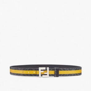 Fendi Belt FF Yellow Strip Reversible Belt.
