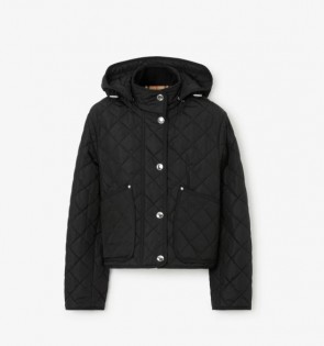 Lady's Burberry Diamond Quilted Nylon Cropped Jacket