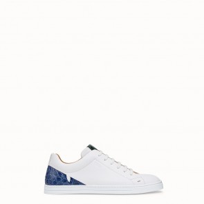 Mens white leather sneakers with exotic details 7E1290A1GNF18SW