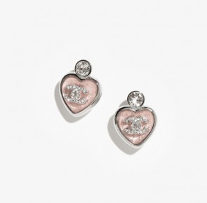 Lady's Chanel Stud Earrings Silver, Pink & Crystal Spring-Summer