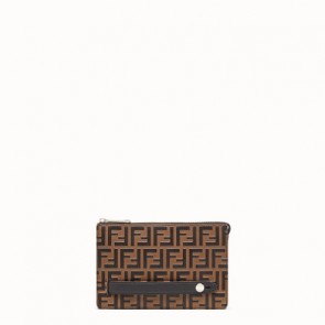 Mens Brown leather slim pouch 7VA350A46XF145H