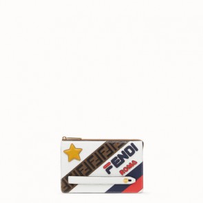 Mens White leather slim pouch 7VA350A5PHF15AR