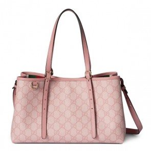 Lady's Gucci GG Emblem Small Tote Bag In Light Pink