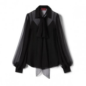 Lady's Gucci Silk Chiffon Shirt in Black