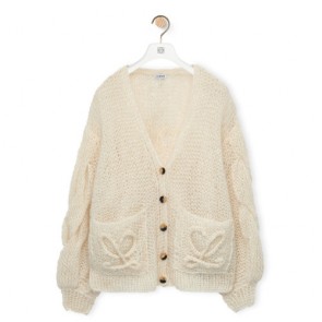 Lady's Loewe Anagram Cardigan In Mohair Blend