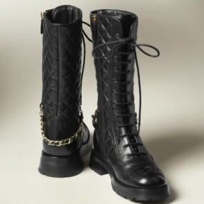 Lady's Chanel Lambskin & Grained Calfskin Boot G39394