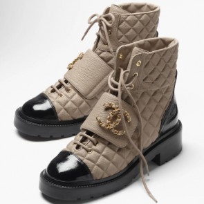 Lady's Chanel Calfskin & Shiny Calfskin Boot G39516