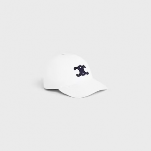 Lady's Celine Triomphe Baseball Cap White