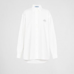 Lady's Prada Embroidered Oxford Cotton Shirt