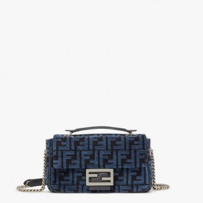 Fendi Dark blue FF Baguette Chain Midi Bag