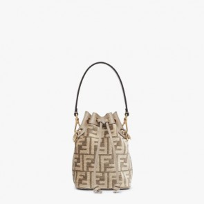 Fendi Mon Tresor Beige Tapestry Fabric Mini Bag