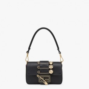 Fendace Brooch Mini Baguette Bag