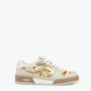 Fendace Printed White Satin low-tops Shoes Fendi Match Sneaker