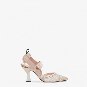 Fendi Slingbacks Colibrì in nude mesh and leather Pump Shoes For Women