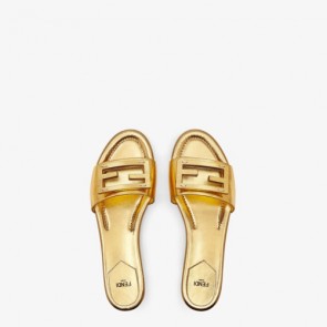 Women Fendi FF leather slides Shoes