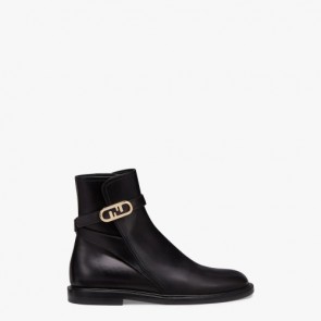 Lady's Fendi O’lock Leather Low-heel Boots