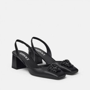 Lady's Versace La Medusa Leather Sling-back Pumps