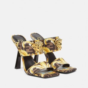 FENDI×VERSACE FENDACE GOLD BAROQUE SANDALS SHOES
