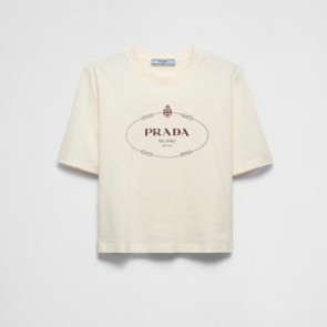 Lady's Prada Savoy Logo Printed Jersey T-Shirt