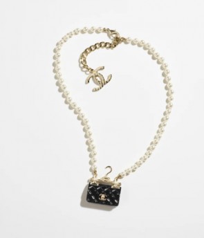 Chanel Gold Black & Pearly White Necklace